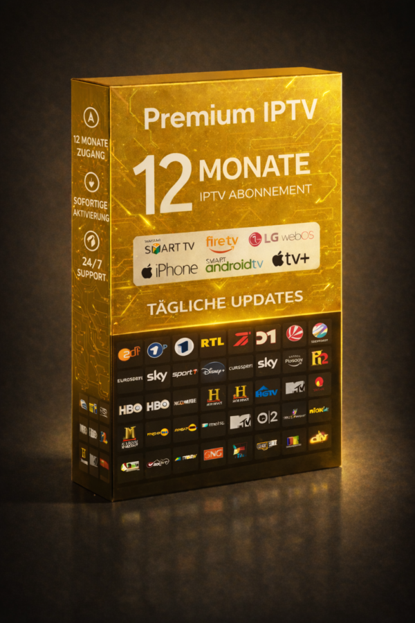 12 Monate IPTV Abonnement Deutschland + 2 Monate Gratis — Bester Preis pro Monat
